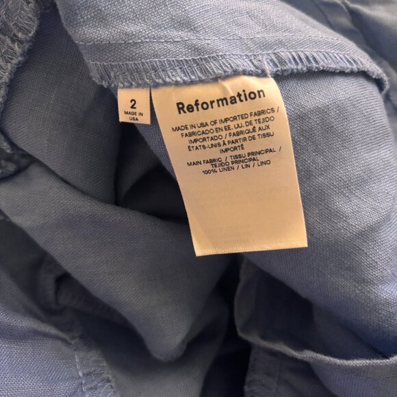 Reformation Skirt Women's Size 2 Blue 100% Linen Yucca Ruffle Midi Skirt Classy - Picture 6 of 6